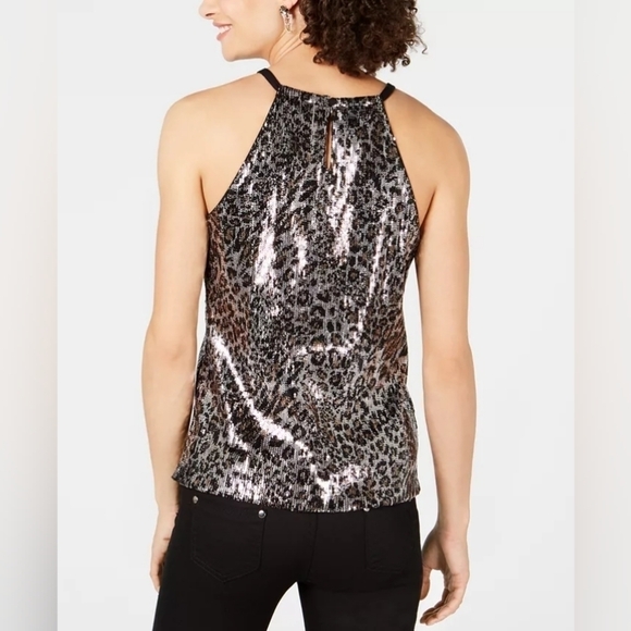I.N.C. Animal Print Sequined Halter Top - Size L - Picture 2 of 11